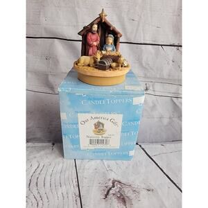 Our American Nativity Candle Jar Topper Christmas Decor